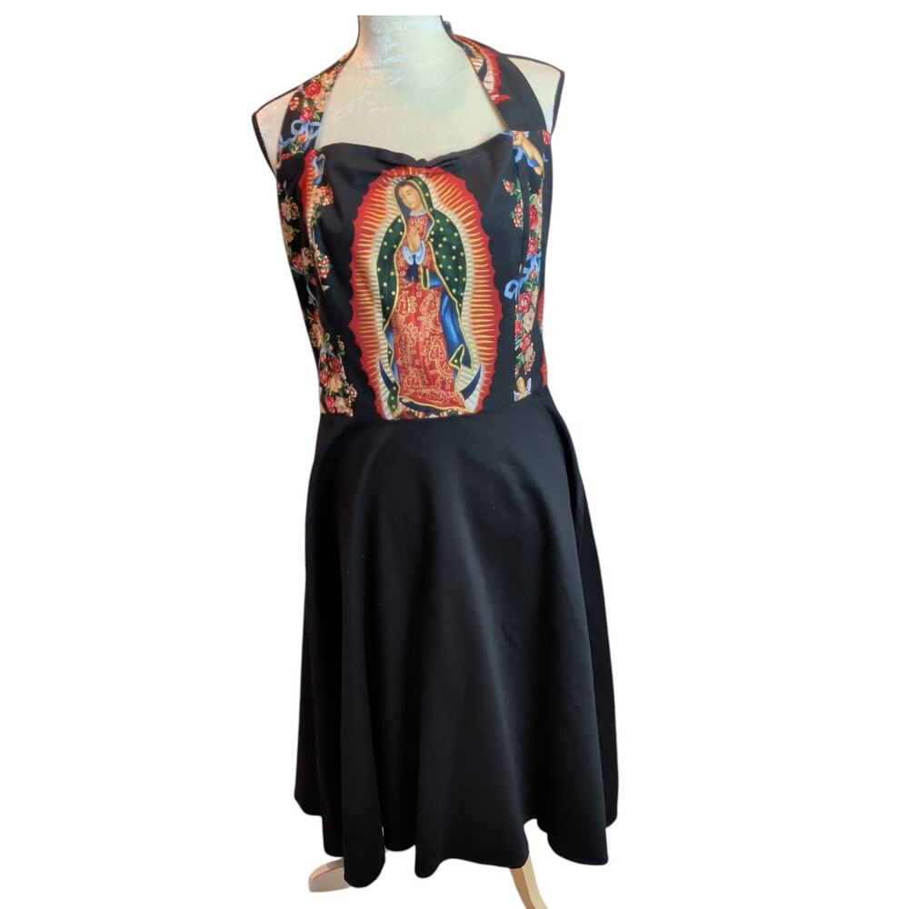 Hemet Women's Plus Sz 2XL Guadalupe Swing Dress Rockabilly Black Mary Pin Up
